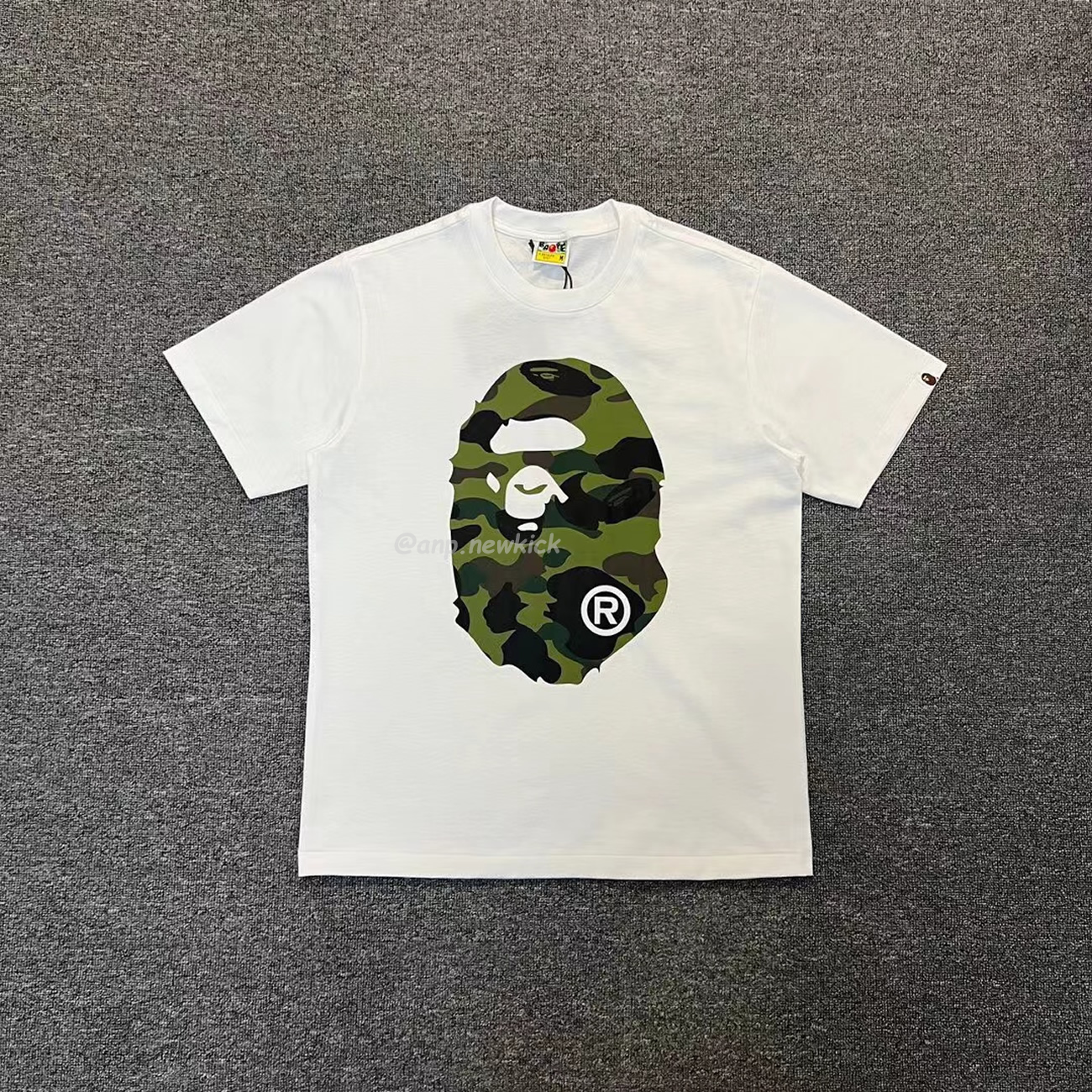 Bape Color Camo Big Ape Head Tee White Black White Green (14) - www.newkick.vip
